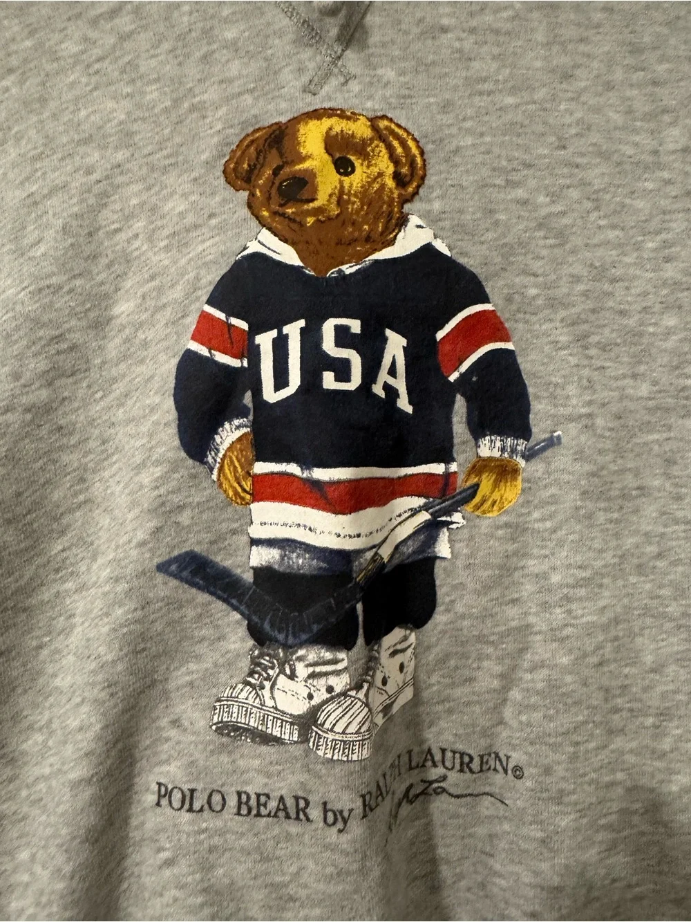 Polo by Ralph Lauren Gray Bear USA Hockey Hoodie